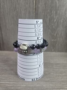 Silpada Sterling 925 Stretch Bracelet Pair Ultraviolet & Blackboard B3169, B3084